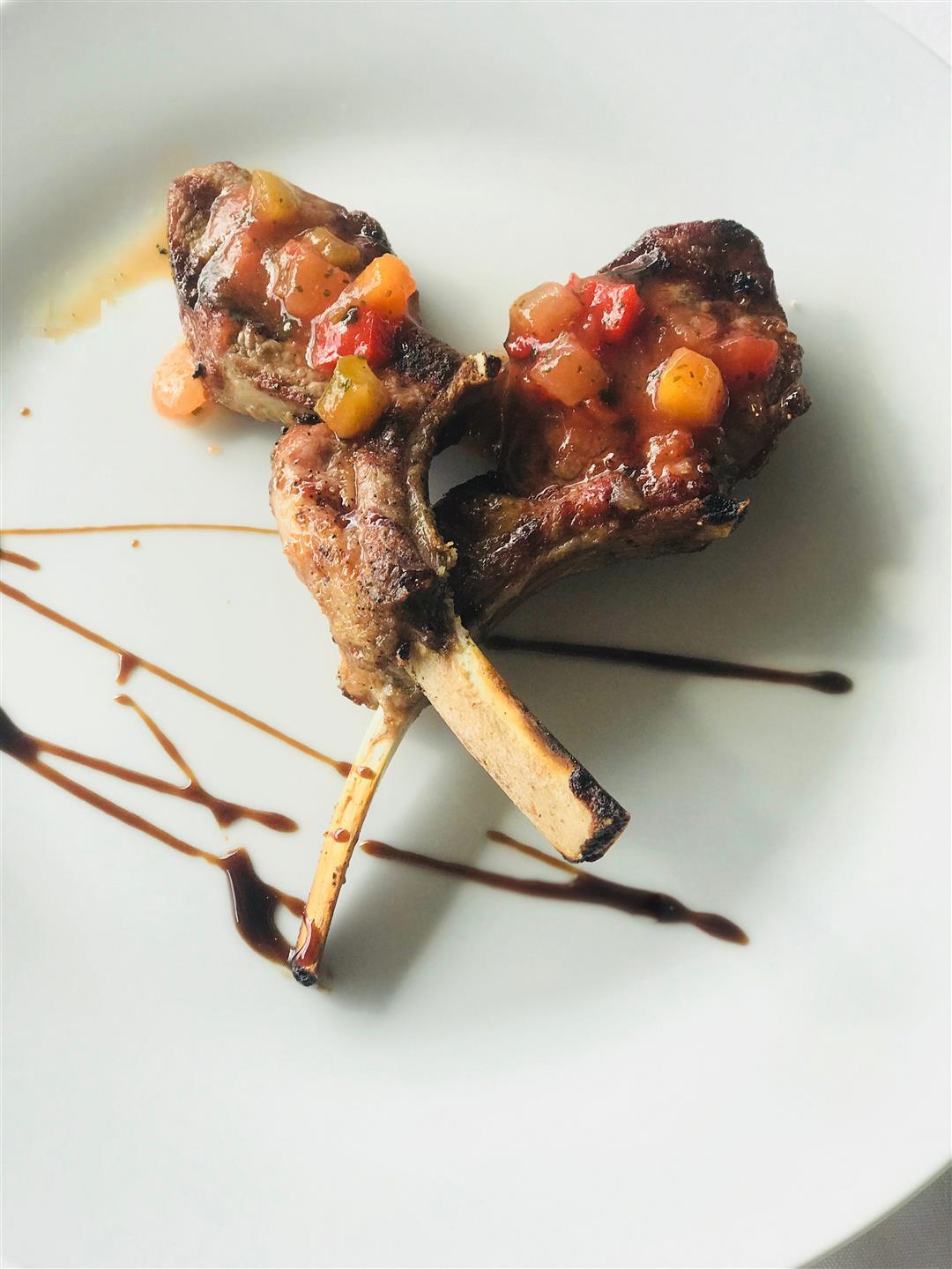 LAMB LOLLIPOPS: grilled lamb lollipops with mango chutney