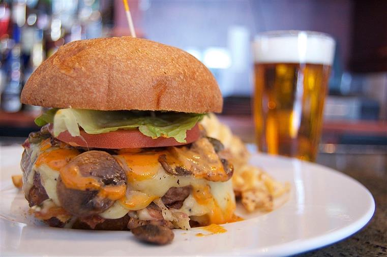bacon cheeseburger with fries